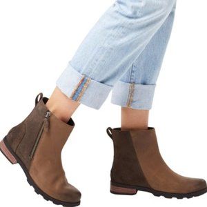 Sorel Emilie Zip Leather Waterproof Outdoor Chelsea Boots